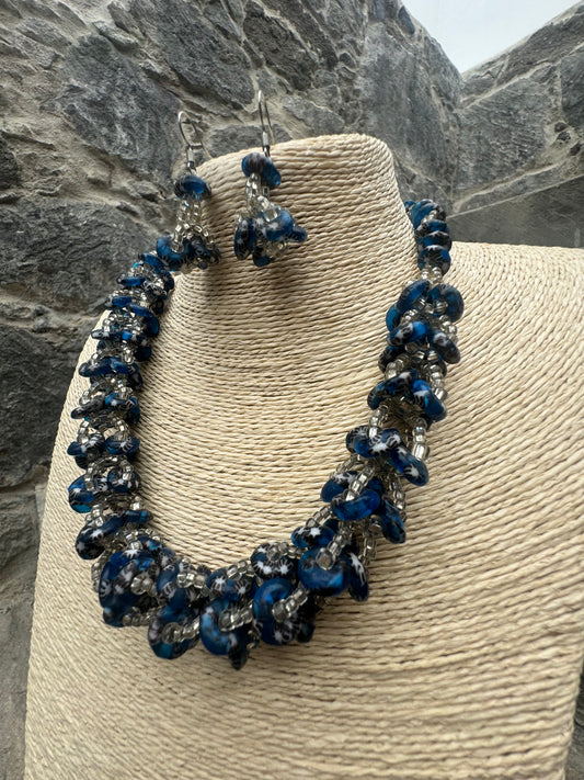 COLLAR ARTESANAL CRISTAL + PENDIENTES